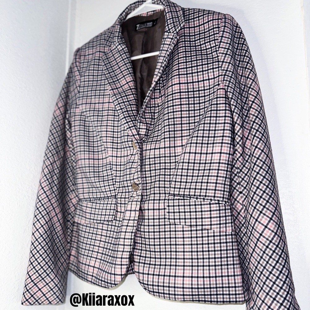 The 7th Avenue Design Studio Pink/Blue Houndstooth Blazer